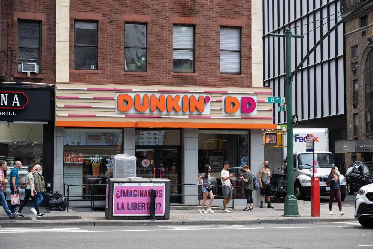 New York, NY, USA - June 3, 2022: A Dunkin' shop.