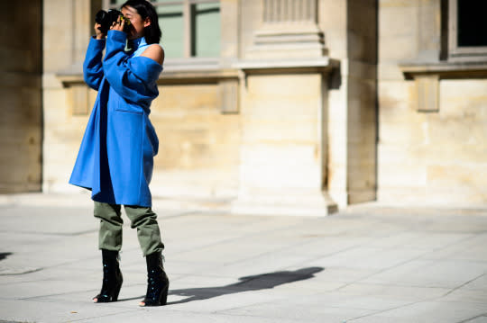 Blue and Olive Green — On the street.