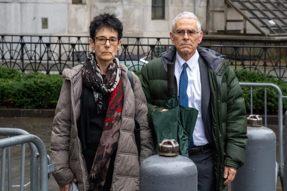 Barbara Fried and Allan Joseph Bankman, parents of FTX Co-Founder Sam Bankman-Fried, arrive at federal court on March 28, 2024 in New York City (Getty Images)