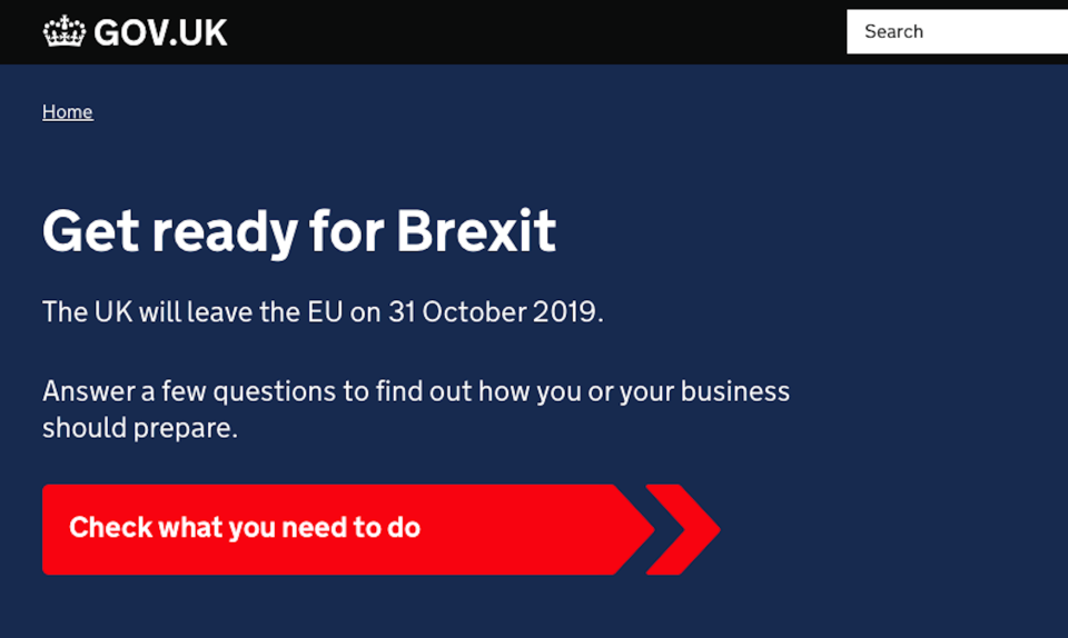 The Get Ready For Brexit web portal. (Picture: Gov.uk)