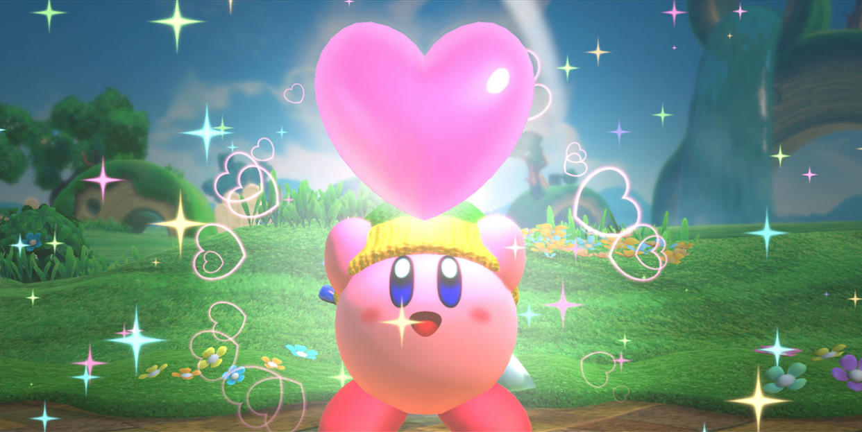 Kirby with a heart above his head