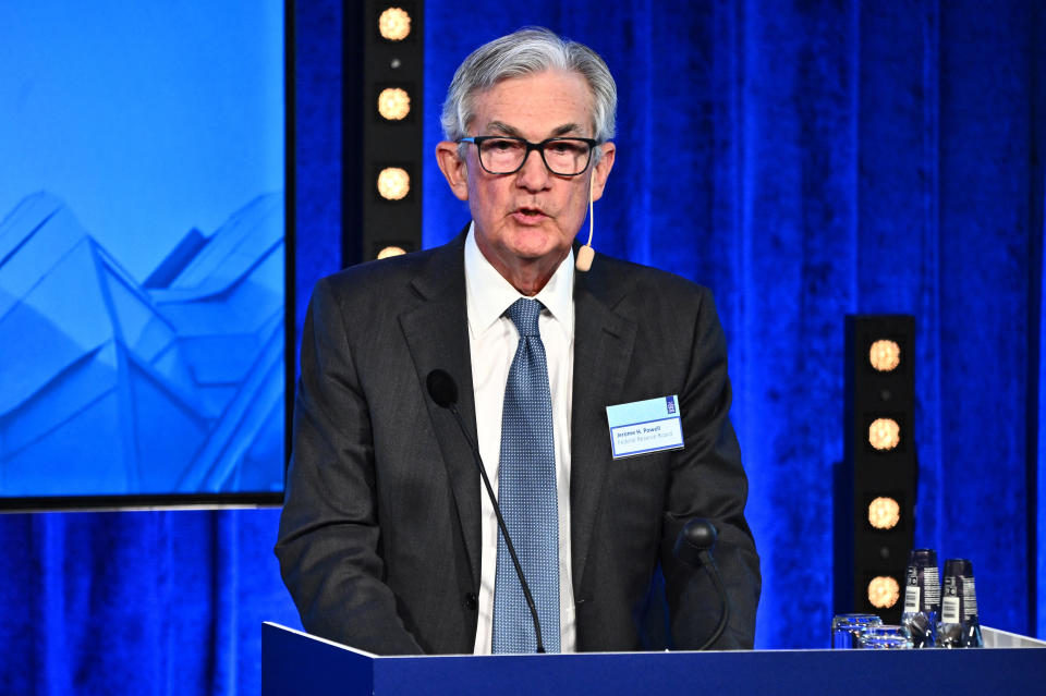 Chair of the Board of Governors of the Federal Reserve System Jerome H. Powell participates in a panel during a Central Bank Symposium at the Grand Hotel in Stockholm, Sweden, January 10, 2023. TT News Agency/Claudio Bresciani/via REUTERS      ATTENTION EDITORS - THIS IMAGE WAS PROVIDED BY A THIRD PARTY. SWEDEN OUT. NO COMMERCIAL OR EDITORIAL SALES IN SWEDEN.?