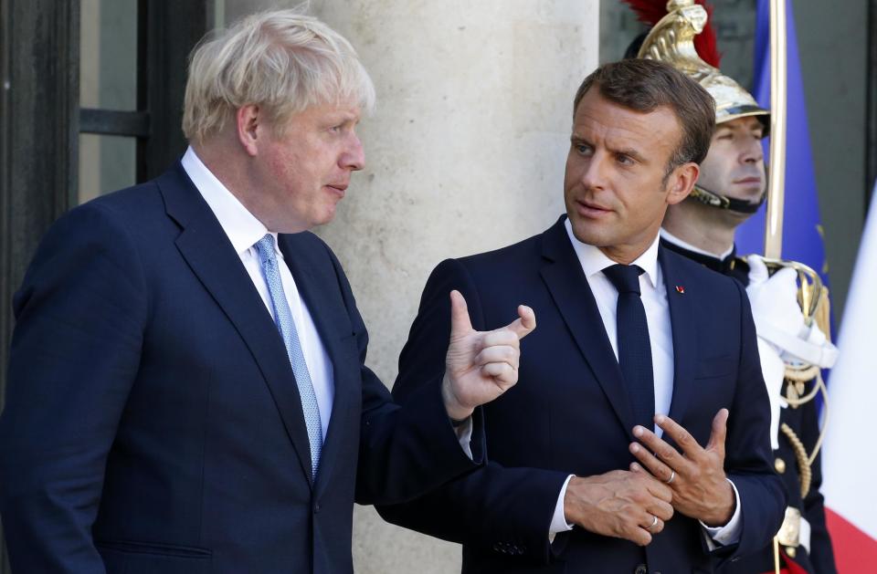 Boris Johnson met with France's president Emmanuel Macron ahead of the G7 summit. (Getty)