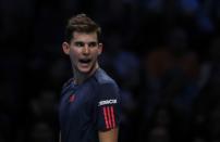 Britain Tennis - Barclays ATP World Tour Finals - O2 Arena, London - 15/11/16 Austria's Dominic Thiem during his round robin match with France's Gael Monfils Reuters / Stefan Wermuth