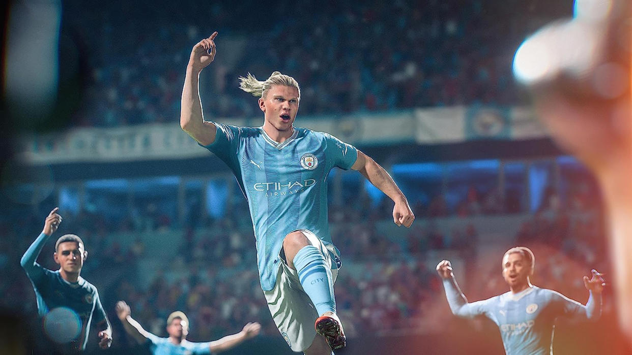  EA Sports FC 24 screen with Erling Haaland. 