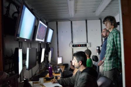 Scientists at work in the ROV Control Room.