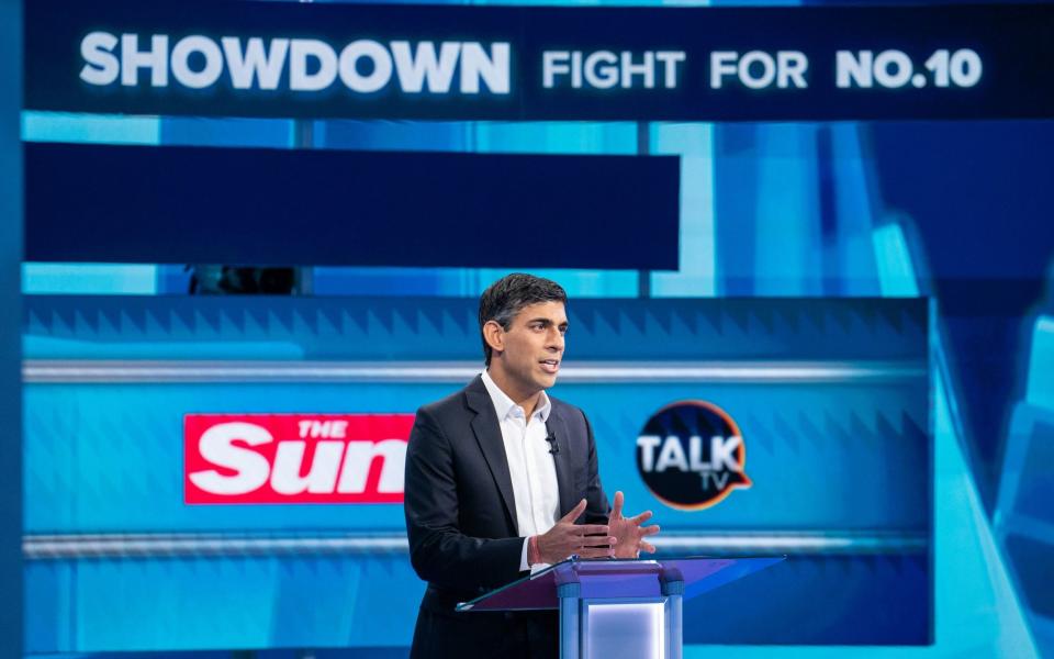 Liz Truss and Rishi Sunak's second head-to-head leadership debate was cancelled on Tuesday night after presenter Kate McCann fainted during the broadcast - PA