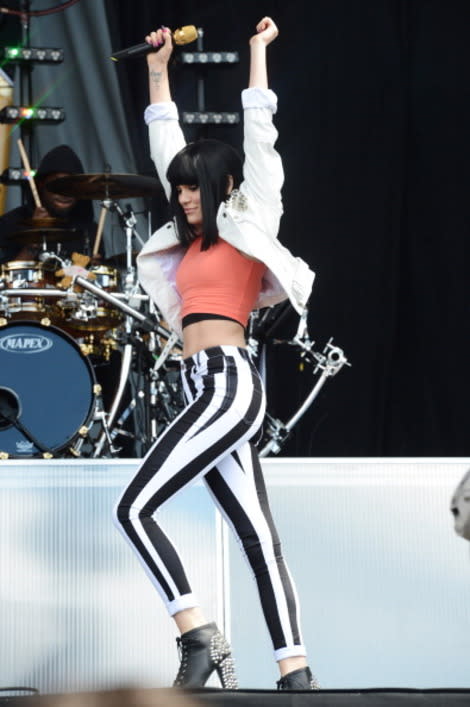 We're swooning over Jessie J's new striped denim. Photo by Getty Images