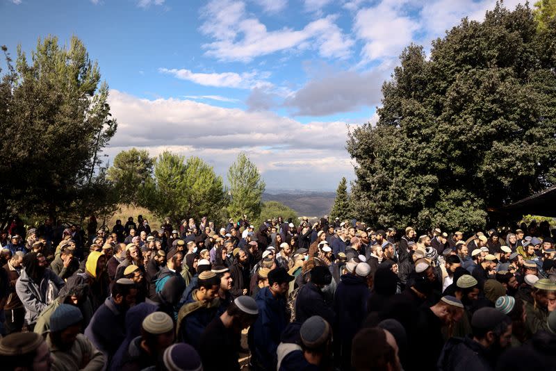 Funeral procession of Yehuda Dimentman who was killed in a Palestinian shooting attack near the Jewish outpost of Homesh in the Israeli-occupied West Bank