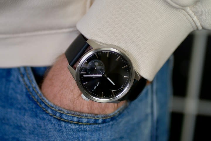 A person wearing the Withings ScanWatch 2.