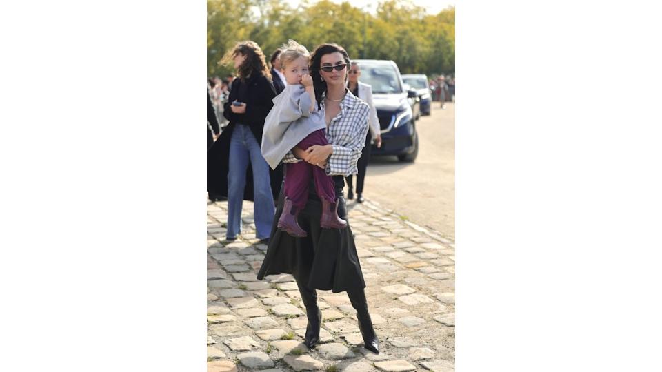 Emily and her son Sylvester stepped out at the Loewe show during Paris Fashion Week