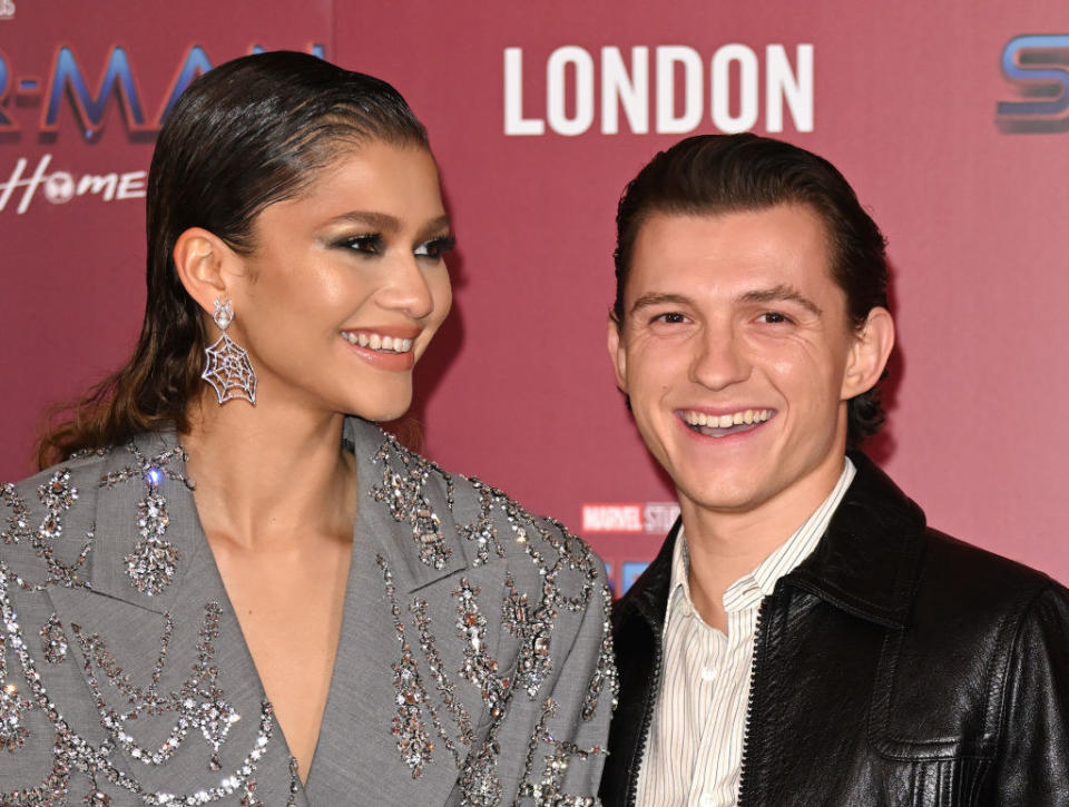 Closeup of Zendaya and Tom Holland