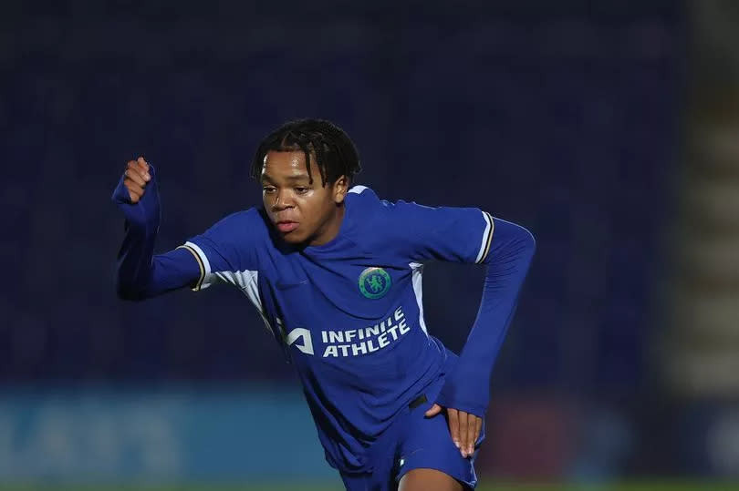 Rio Ngumoha during the English Premier League Cup match between Chelsea U21 and Colchester United U21.