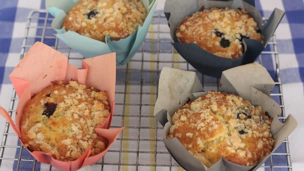 PHOTO: Blueberry and raspberry muffins with streusel topping. (Emeril's Homebase)