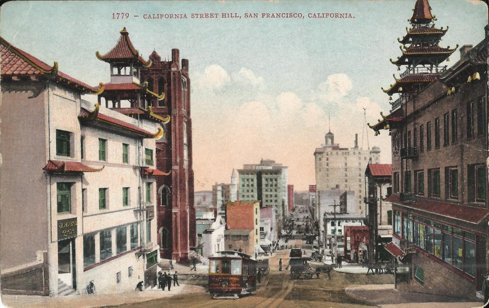California Street Hill postcard