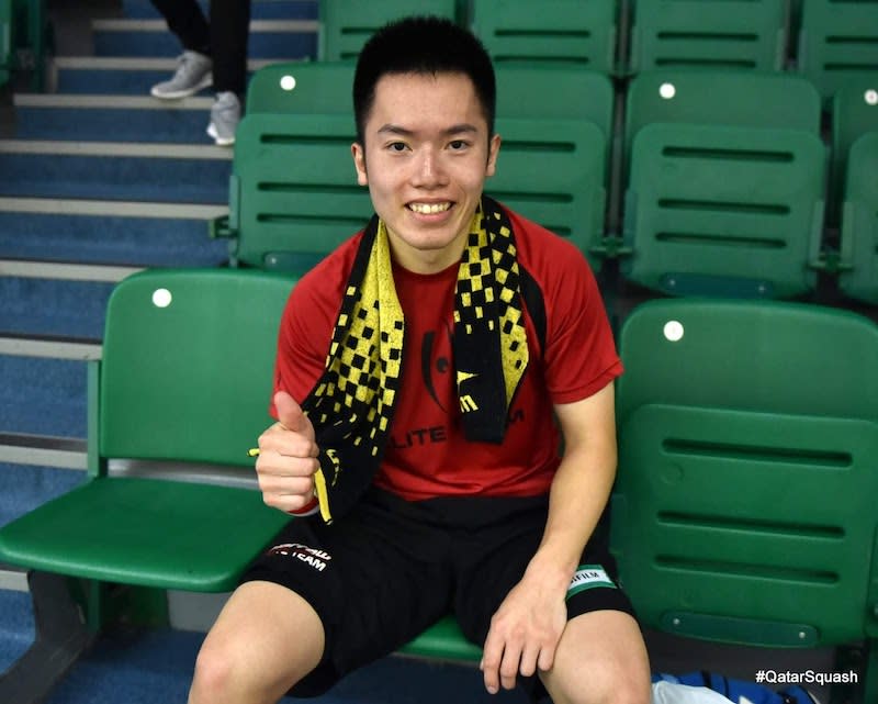 3位港將僅得歐鎮銘過關。 Credit : qatarsquash