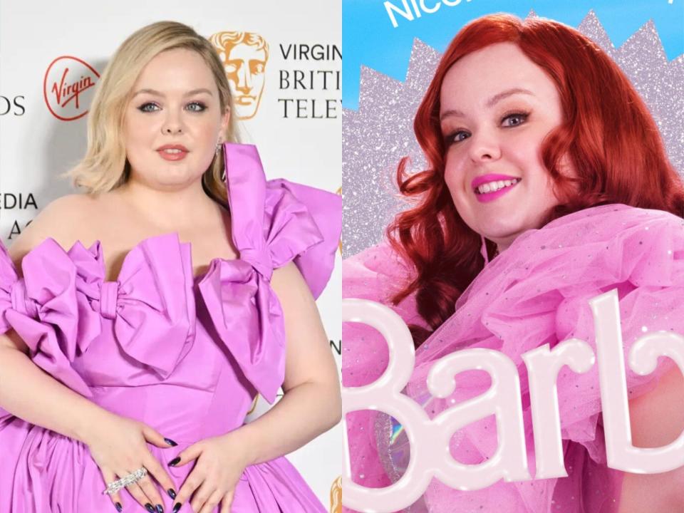 Nicola Coughlan in Barbie and in real life