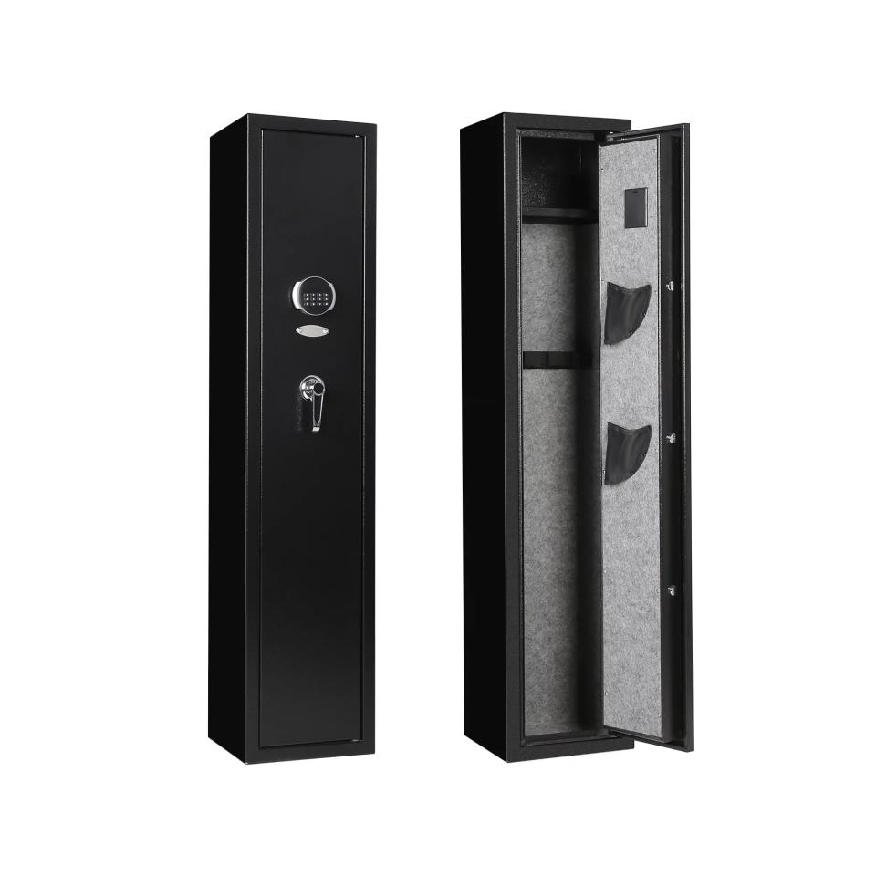 Two black gun safes side by side