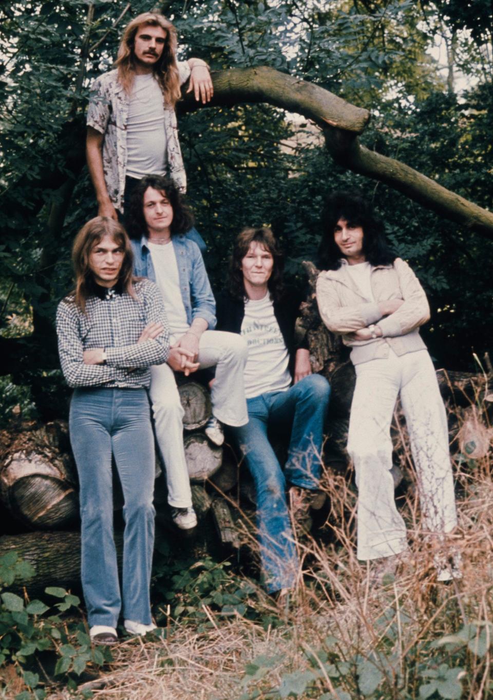 White, top, with Yes in 1974, l-r, Steve Howe, Jon Anderson, Chris Squires and Patrick Moraz - Michael Putland/Getty Images