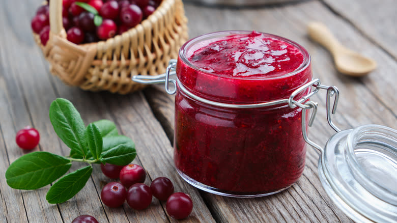 Cranberry sauce in a jar