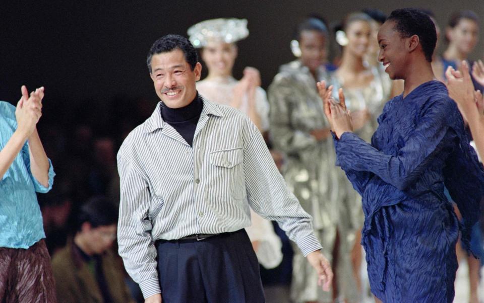 Miyake at the end of his 1992 Summer-Spring collection show in Paris in October 1991 - Pierre Guillaud/AFP/Getty