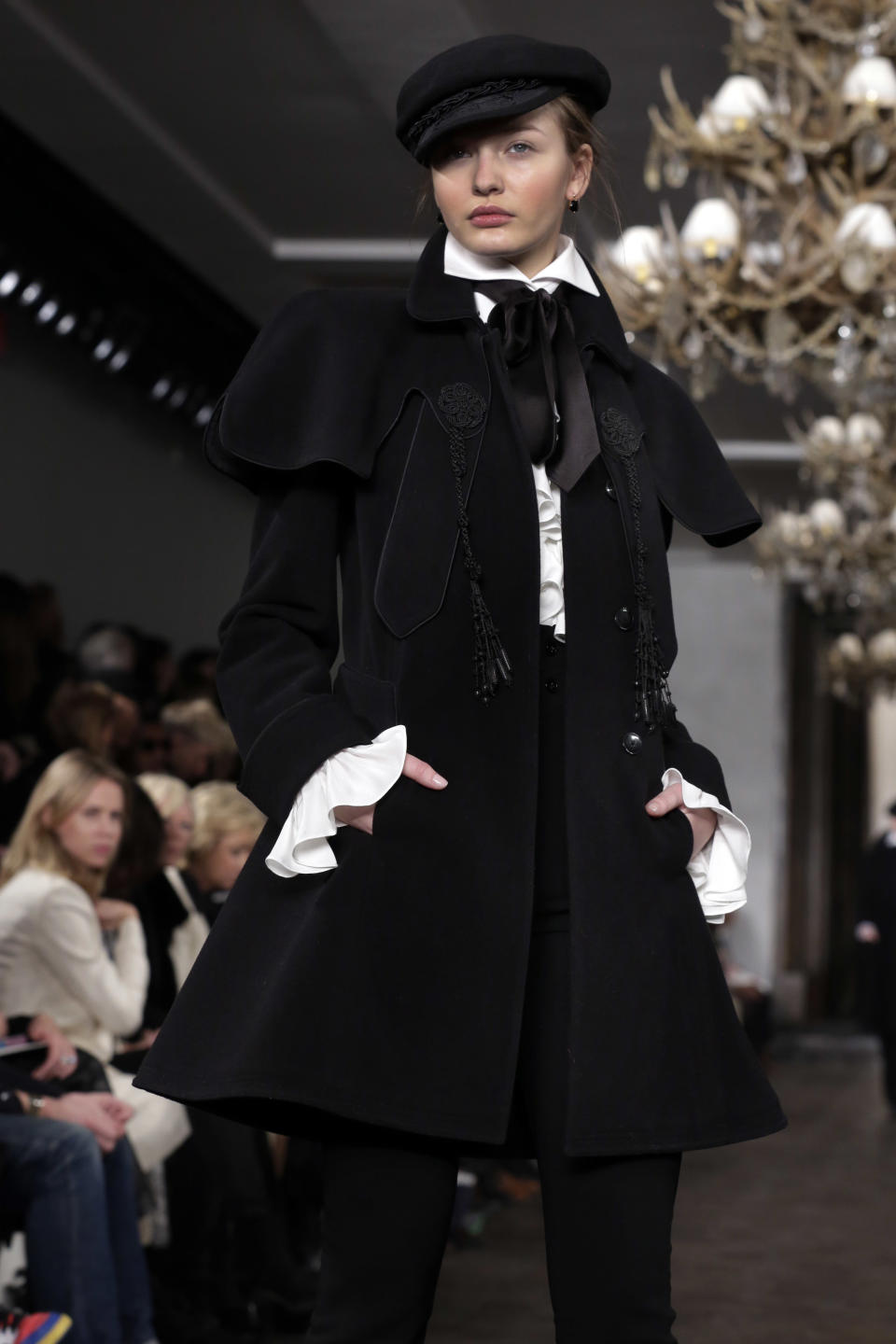 The Ralph Lauren Fall 2013 collection is modeled during Fashion Week in New York, Thursday, Feb. 14, 2013. (AP Photo/Richard Drew)