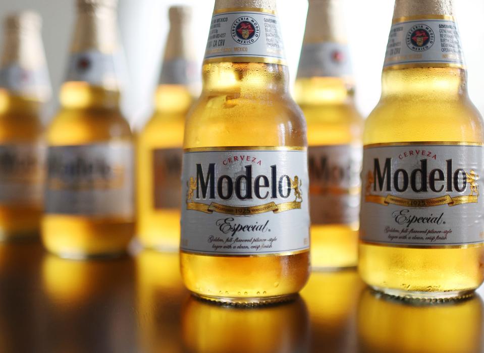 In this photo illustration, bottles of Modelo Especial beer sit on a table on June 14, 2023 in Los Angeles, California. The Mexican lager which is brewed by Constellation Brands became the top-selling beer in the United States in the month of May, overtaking Bud Light, which is brewed by Anheuser-Busch. In June, Modelo again took the No. 1 spot.