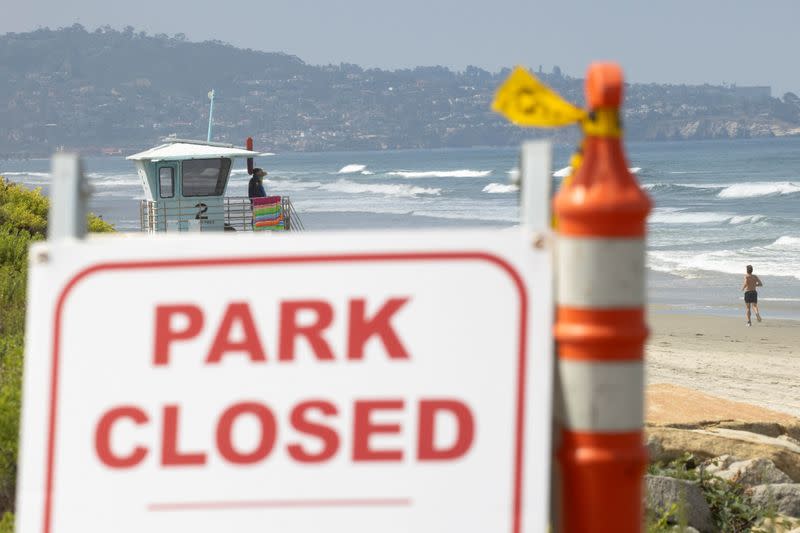 FILE PHOTO: Torrey Pines State Park is shown closed for the July 4th long weekend during the outbreak of the coronavirus disease (COVID-19) in, San Diego, California