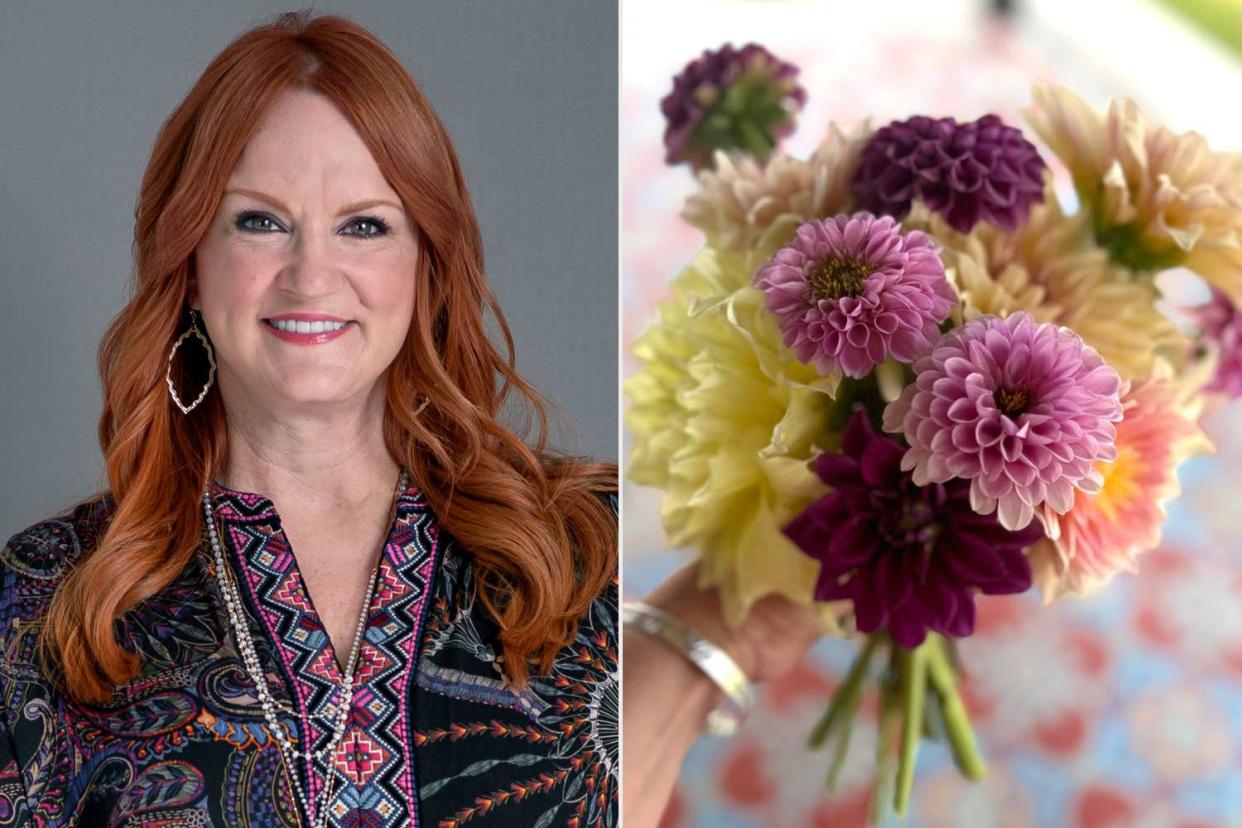 <p>Christopher Smith/Invision/AP; Ree Drummond/Instagram</p> Ree Drummond and her dahlias