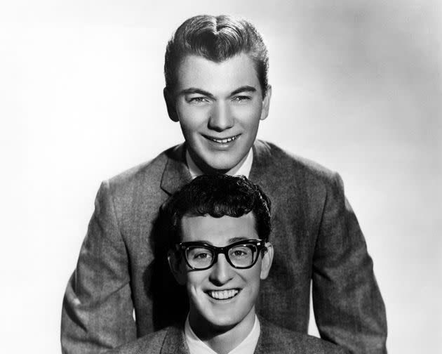 Jerry Allison (top), drummer for rock legend Buddy Holly (bottom), died Monday at age 82. (Photo: RB via Getty Images)