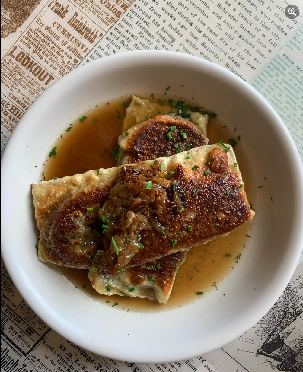 The maultaschen, a traditional Swabian dish, at Tuba Baking Co., in Dayton, Ky.