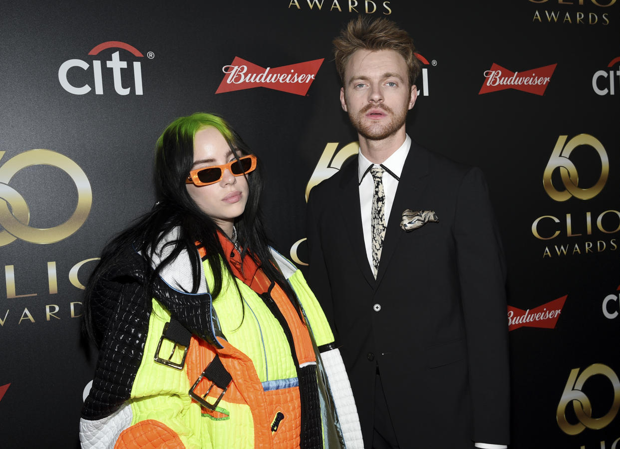 Singer-songwriters Billie Eilish, left, and her brother Finneas O'Connell attend the 60th annual Clio Awards at The Manhattan Center on Wednesday, Sept. 25, 2019, in New York. (Photo by Evan Agostini/Invision/AP)