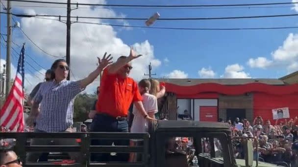 PHOTO: U.S. Sen. Ted Cruz, R-Texas, is hit by a beer can during the Astros' World Series parade on Monday, Nov. 7, 2022. (Twitter / @wcgroovy)