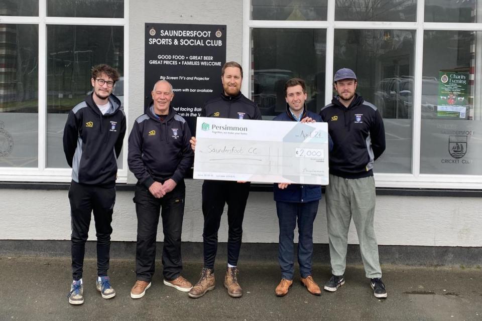 Saundersfoot Cricket Club received the donation from Persimmon Homes <i>(Image: Persimmon Homes)</i>