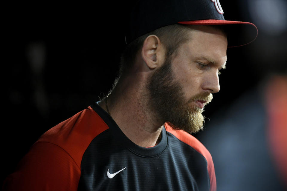 Stephen Strasburg hasn't pitched for the Nationals in almost a year.  (Photo by Katherine Frey/The Washington Post via Getty Images)