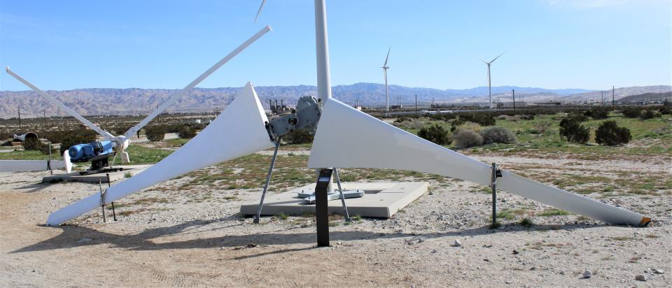 Earlier rotor designs on display at the Palm Springs Windmill tour.