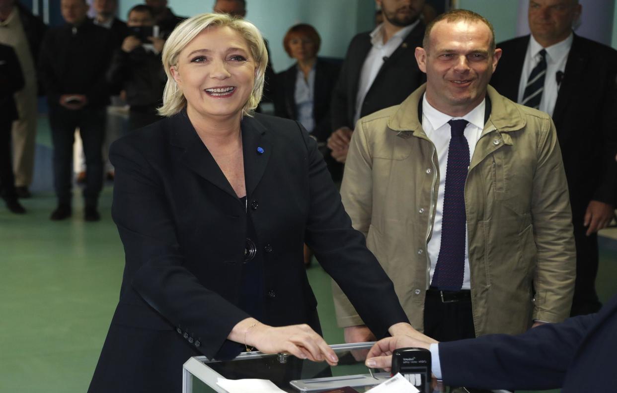 Marine le Pen casts her vote in the French presidential election: Associated Press Images