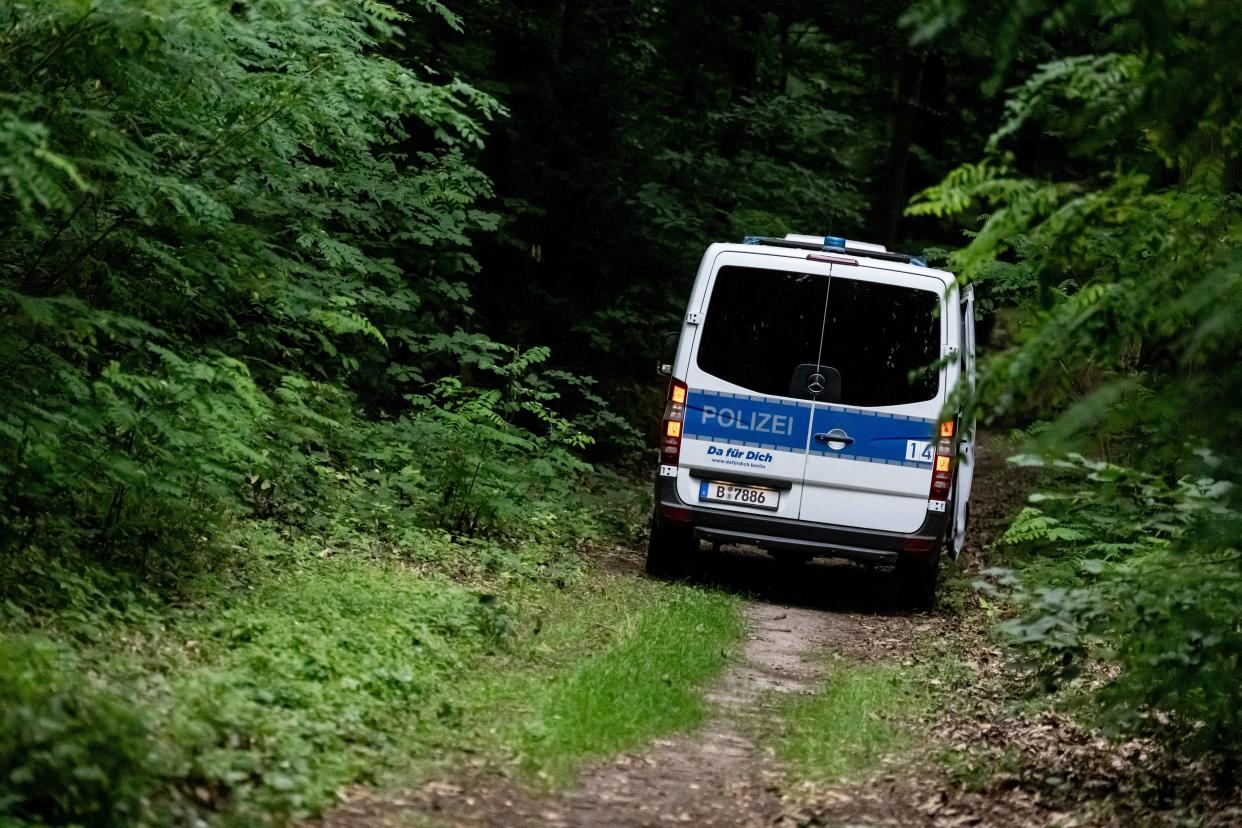 Une voiture de police à la recherche de l’animal sauvage qui erre près de Berlin, le 21 juillet 2023.