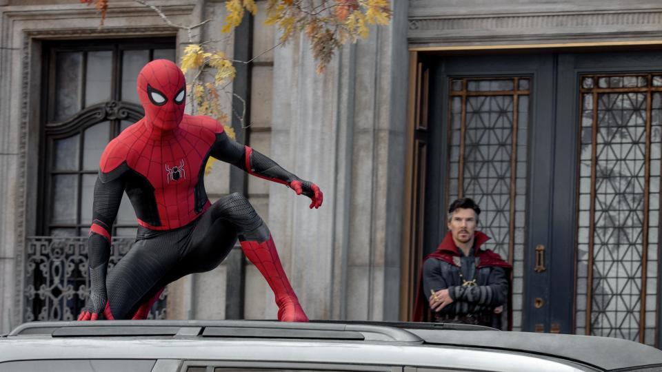 Tom Holland and Benedict Cumberbatch in Spider-Man: No Way Home