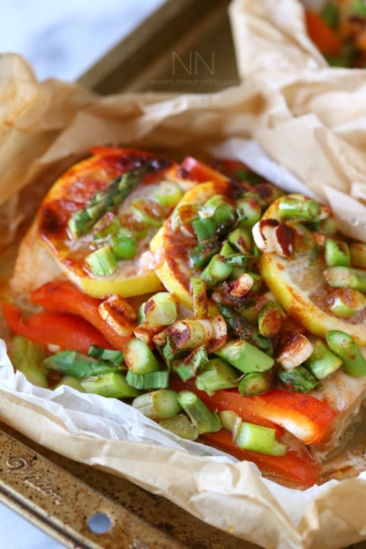 <p>Nutmeg Nanny</p><p>Can dinner get any easier than your entire meal cooked in parchment? Grab the recipe <a href="https://www.nutmegnanny.com/mahi-mahi-en-papillote/" rel="nofollow noopener" target="_blank" data-ylk="slk:here;elm:context_link;itc:0;sec:content-canvas" class="link ">here</a>.</p>
