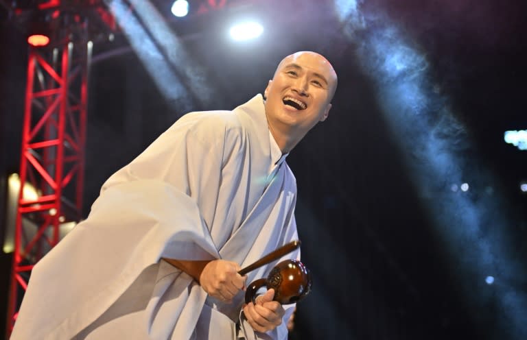 South Korean comedian Youn Sung-ho, known as 'NewJeansNim', typically wears a monk's robe during his DJ sets -- but he won't in Singapore (Jung Yeon-je)