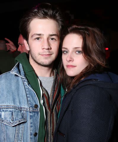 <p>John Shearer/WireImage</p> Michael Angarano and Kristen Stewart attend the Motorola Late Night Lounge on January 19, 2008