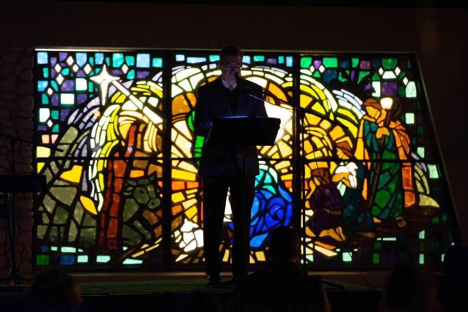 Rev. Mike Fordham leads an Easter sunrise service at Killearn United Methodist Church Sunday, April 4, 2021.