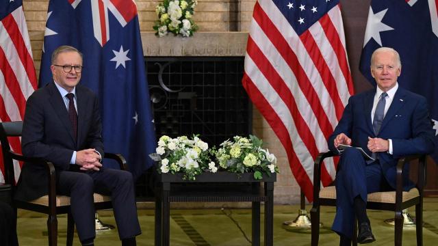 US President Joe Biden and Australian Prime Minister Anthony Albanese, pictured during last year&#x002019;s Quad meeting, will hold fresh bilateral discussions next week. Picture: Saul Loeb/AFP