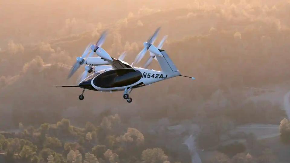 Joby’s S4 on a recent test. The California company says it plans to start an air-taxi service in 2024. - Credit: Courtesy Joby