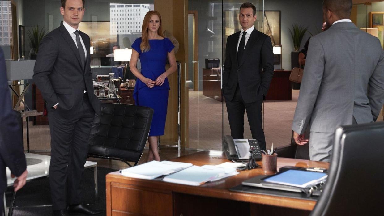 suits cast patrick j adams sarah rafferty rewatch podcast