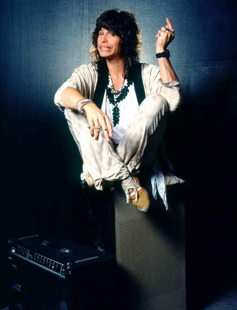 Steven Tyler of Aerosmith poses for a portrait in September 1985 in Boston, Massachusetts