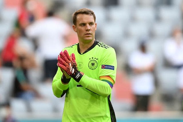 Germany’s goalkeeper Manuel Neuer wore a rainbow armband in Saturday's match against Portugal 