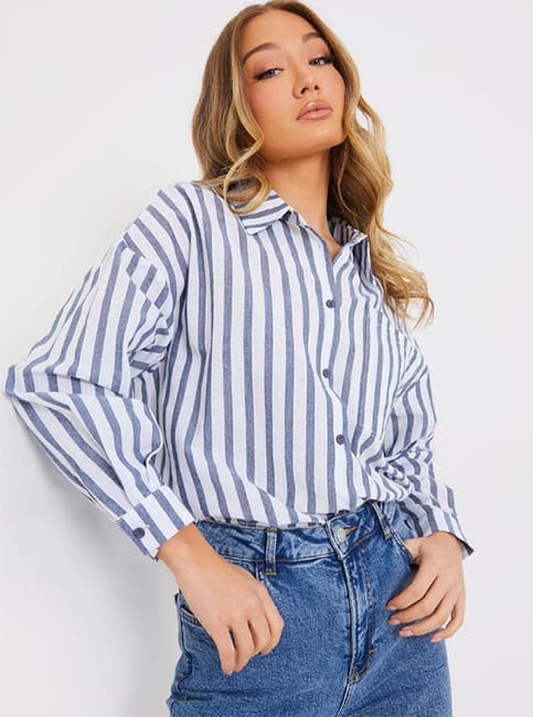 blue striped inthestyle shirt