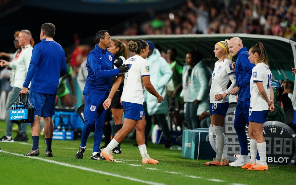 James walks from the field, leaving her team still searching a winner against Nigeria